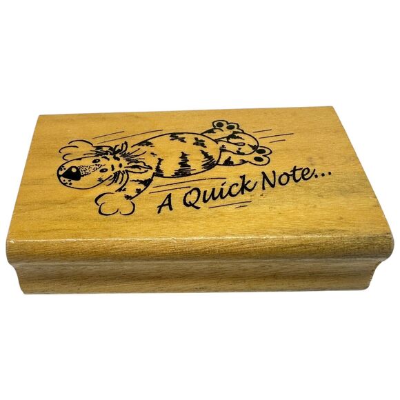A Quick Note Cat Tiger Wood Mounted Rubber Stamp Anita’s - Picture 2 of 5